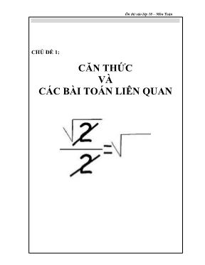 Ôn thi vào lớp 10  Môn Toán học
